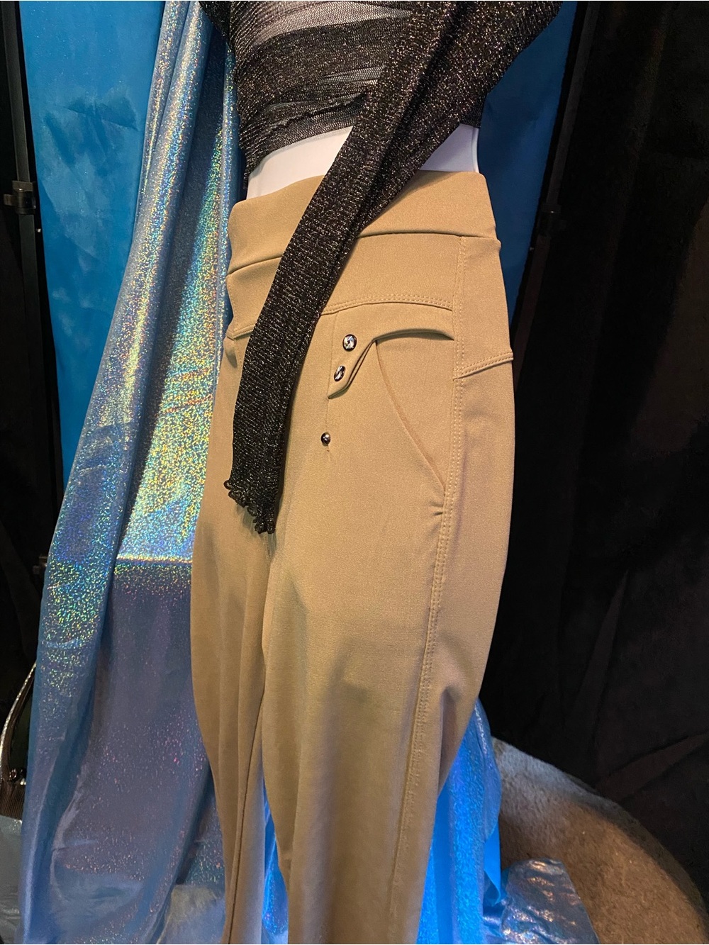 Women’s Tan Casual Trousers - Stylish High-Rise elastic waist Pants